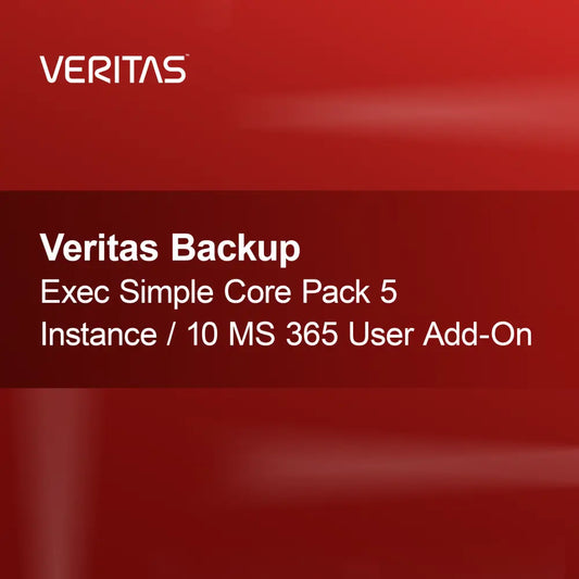 Veritas Backup Exec Simple Core Pack 5 Instância / 10 Utilizador MS 365 Add-On